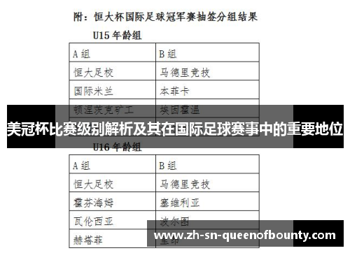 美冠杯比赛级别解析及其在国际足球赛事中的重要地位
