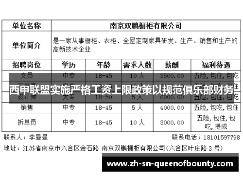 西甲联盟实施严格工资上限政策以规范俱乐部财务 西甲联盟实施严格工资上限政策以规范俱乐部财务